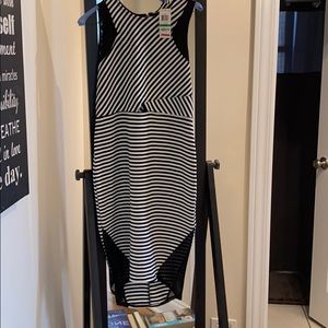 Material Girl Black/White Striped Cocktail Dress